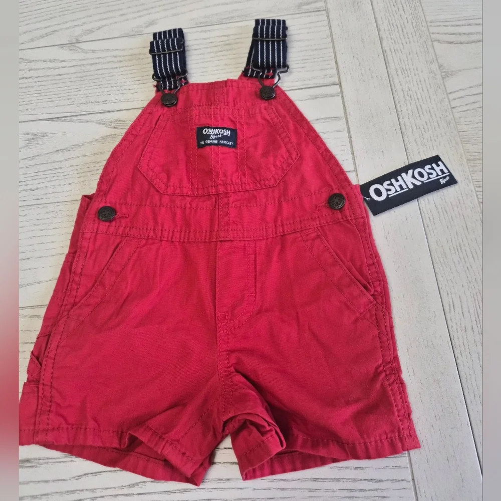 Baby Boy Red Overalls Oshkosh NEW 6M